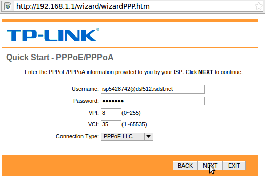 تنظیمات PPPoE/PPPoA برای تنظیمات مودم تی پی لینک قدیمی